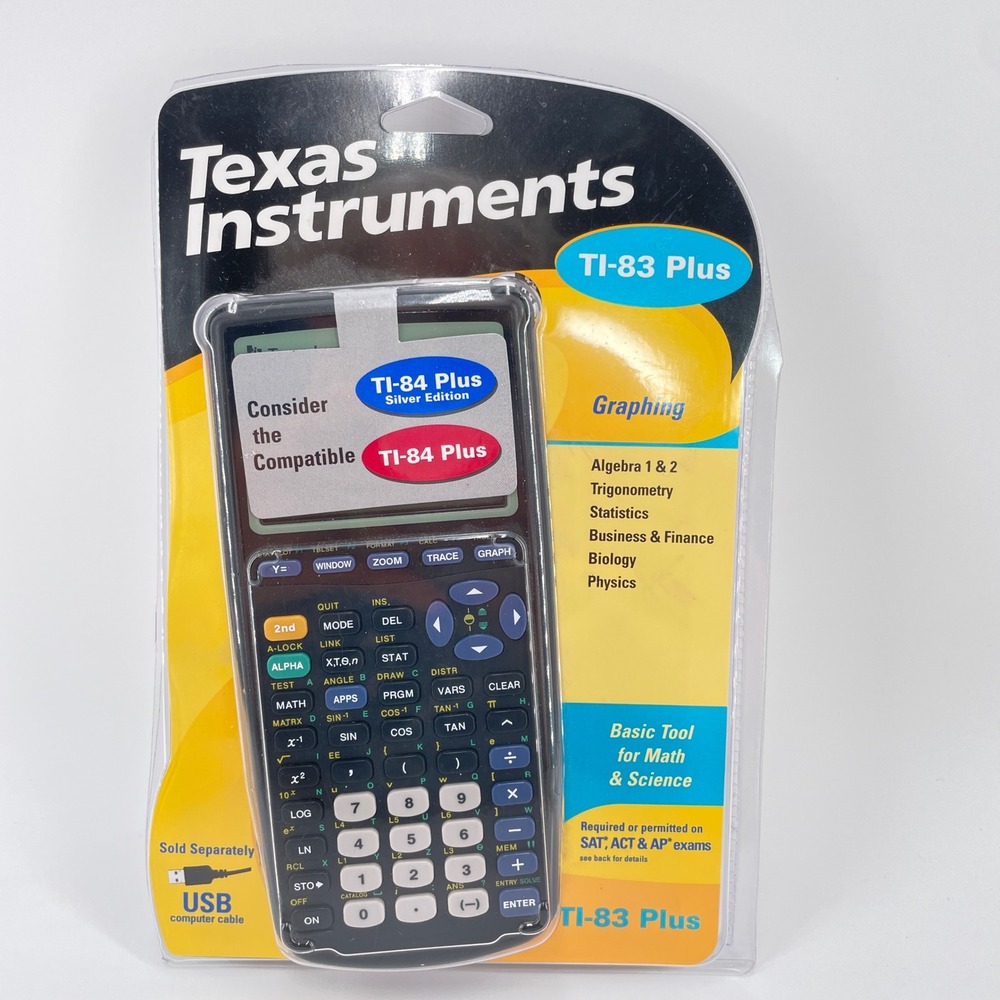Texas Instruments TI-83 Plus Graphing Calculator New Sealed Upgradable Cable